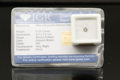 null Round "grayish brown" diamond under seal.

Accompanied by a certificate of the...