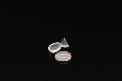 null Lot of three cabochon moonstones on paper. 

Total weight: about 4.75 cts.