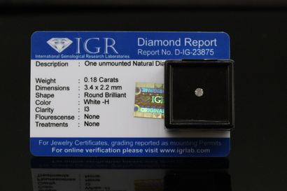 null White H" round diamond under seal.

Accompanied by a certificate of the IGR...