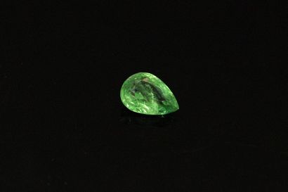 null Pear tsavorite garnet on paper.

Weight : 1.05 cts.

Scratches.