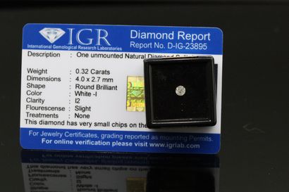 null White I" round diamond under seal.

Accompanied by a certificate of the IGR...