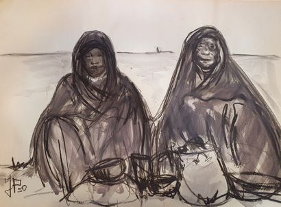 null POULAIN Jean (1884-1967)

Tuareg women cooking, 1950

Charcoal, black ink wash,...