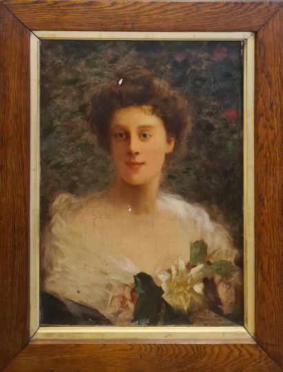 null GEILLE DE SAINT LÉGER Léon, 1864-1937,

Jeune femme aux fleurs,

huile sur panneau...