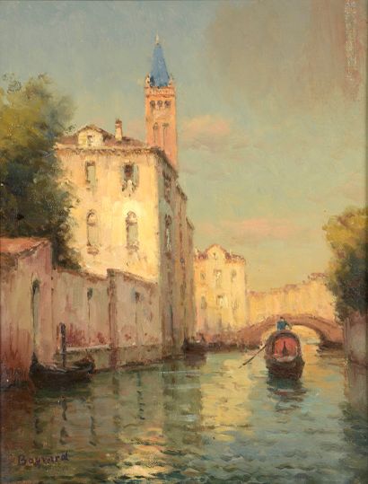 null ECOLE XIXeme siècle 

Canal à Venise,

huile sur toile (restaurations), inscription...