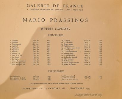 null PRASSINOS Mario (1916-1985)

Deux eaux fortes de l'artiste pour des expositions...