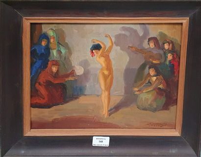 null MANAGO Dominique, né en 1902,

Flamenco,

huile sur panneau, signé en bas à...