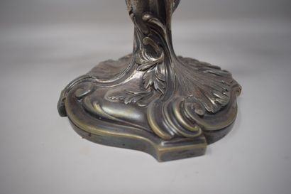 null Candélabre en bronze à patine argenté à trois bras de lumière.

Style Baroque

H.:...