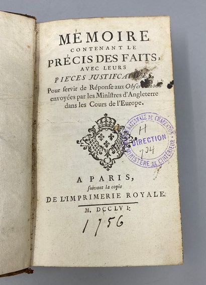 null MEMOIRE CONTENANT LE PRECIS DES FAITS - Edition de l'iprimerie Royale - Paris,...