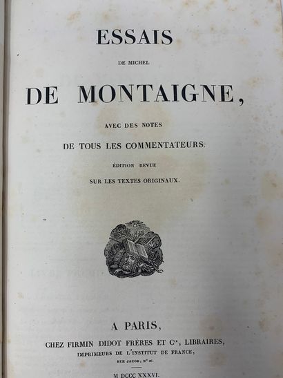null MONTAIGNE Michel de, Essais de Michel de Montaigne, Firmin Didot et cie, Paris,...