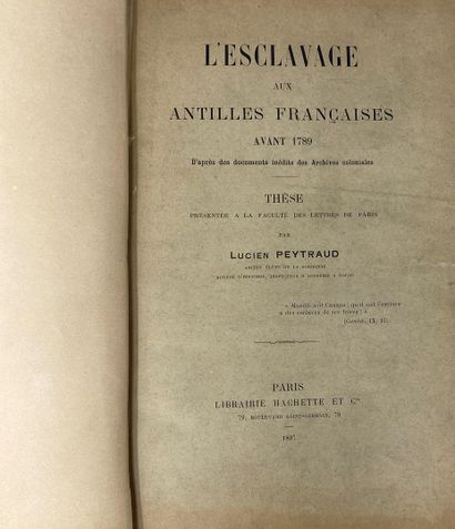 null PEYTRAUD Lucien - L'esclavage aux antilles françaises avant 1789 - Editions...