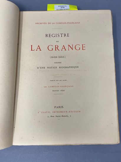 null Comédie Française 



Archives de la Comédie Française - Registre de La Grange...
