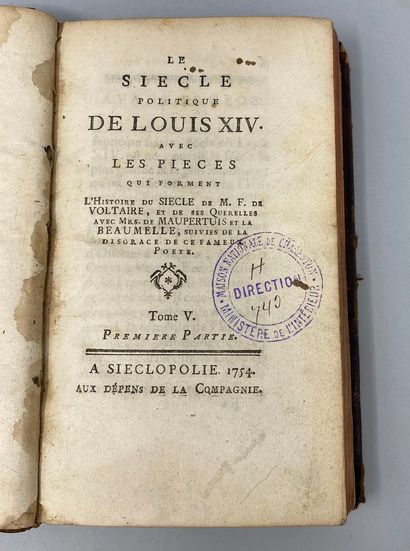 null 2 volumes LE SIECLE POLITIQUE DE LOUIS XIV - A sieclopolie 1754 - In-12

Tome...
