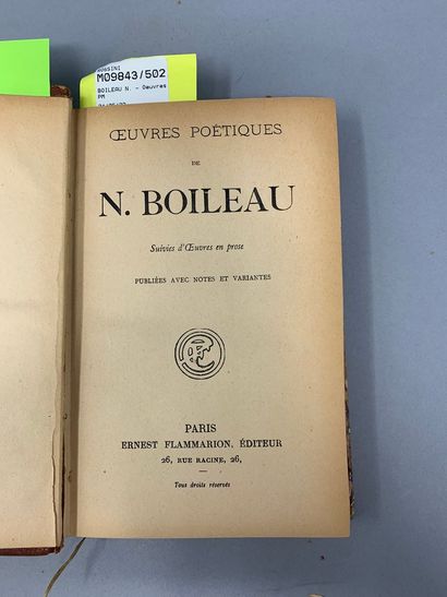 null BOILEAU N. - Oeuvres poétiques, publiées avec notes et variantes - Flammarion,...