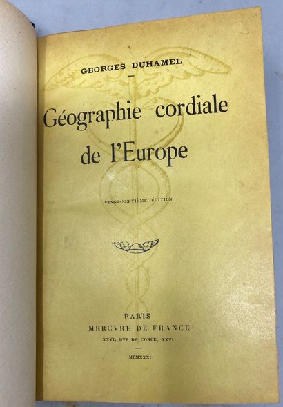 null DUHAMEL Georges - Géographie cordiale de l'Europe" - Editions Mercure France...