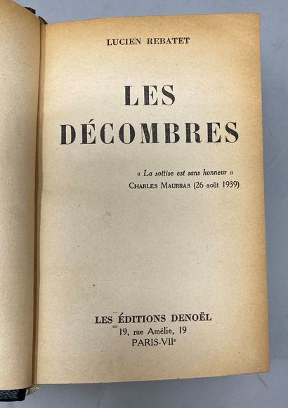null REBATET Lucien - Les Décombres - Editions Denoël - Paris - 1942 - In-12 

Reliure...