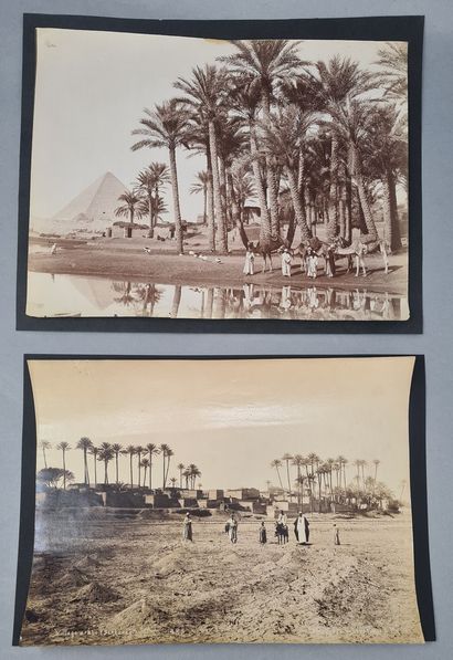 null LEKEGIAN & others. 

Arab village and Pyramids. Circa 1880-1900. Set of two...