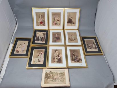 null Photograph, Japan. Circa 1880-1900. Set of fourteen colorized albumin prints...