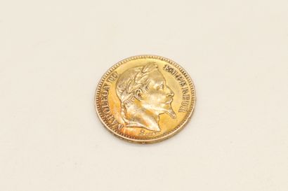 null Pièce en or de 20 francs Napoléon III tête nue (1865 BB)

TTB

Poids : 6.45...