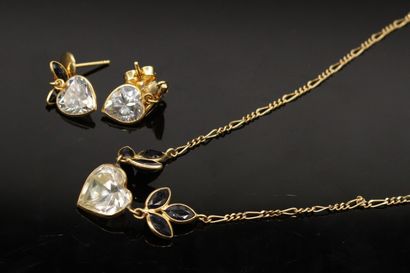 null Demie parure en or jaune 18K (750) composée d'un collier et d'une paire de boucles...