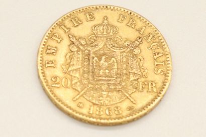 null Pièce en or de 20 francs Napoléon III tête laurée (1868)

Poids : 6.5 g.