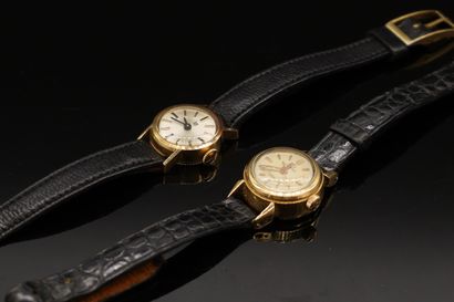 null Deux montres bracelet de dame, les boîtes en or jaune 18k (750), poinçons tête...