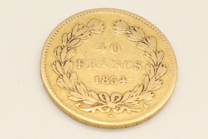 null Pièce en or de 40 francs Louis-Philippe (1834 A)

B à TB.

Poids : 12.57 g.