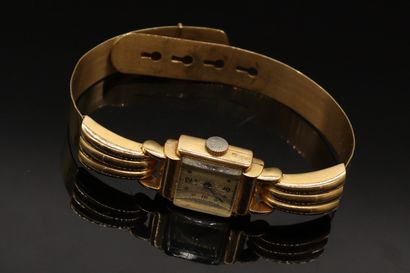 null LIP Montre bracelet de dame en or jaune 18K (750), cadran piqué, bracelet rigide...