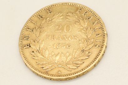 null Pièce en or de 20 francs Napoléon III tête nue (1856)

Poids : 6.37 g.