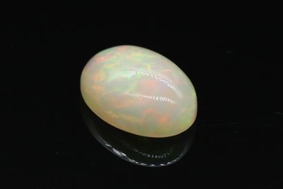 null White cabochon opal on paper.

Weight : 4.88 cts.