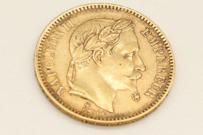 null Pièce en or de 20 Francs napoléon III tête laurée, 1863, A.

Poids : 6.45 g...