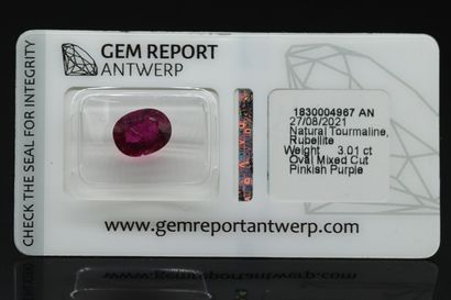 null Tourmaline "pinkish purple" oval on paper.

Accompanied by a certificate GEM...