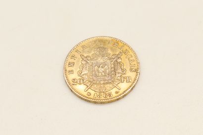 null Pièce en or de 20 francs Napoléon III tête nue (1865 BB)

TTB

Poids : 6.45...