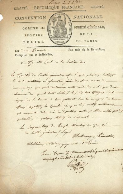 null Joseph PÉMARTIN (1754-1842) conventionnel (Basses-Pyrénées). 3 P.S. et 1 L.S.,...