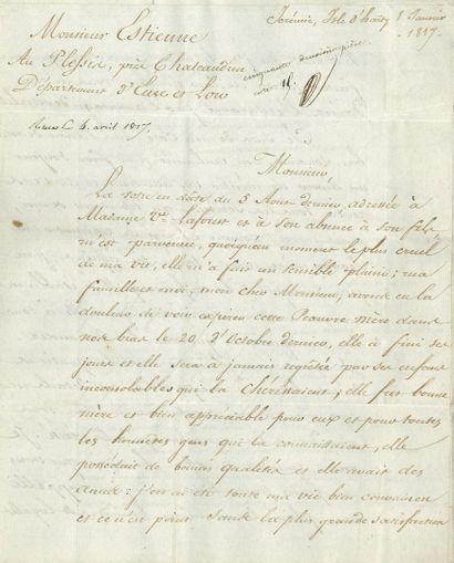 null HAÏTI. L.A.S. par Laforest, Jérémie, île d'Haïti 5 janvier 1817, à M. Estienne...