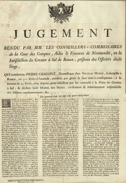 null NORMANDIE. 3 affiches, Rouen 1713-1782 ; grand in-fol., vignettes et lettrines.



Dixième...