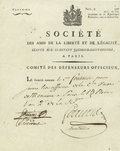 null JACOBINS. Louis-François, comte de FERRIèRES-SAUVEBŒUF (1762-1814) aventurier,...