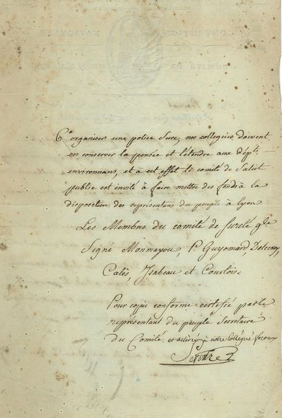 null Joseph-Marie-François SEVESTRE (1753-1846) conventionnel (Ille-et-Vilaine).P.S....