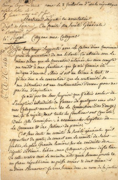 null Charles-Ambroise BERTRAND (1756-1819) conventionnel (Orne). L.A.S., Paris 2...