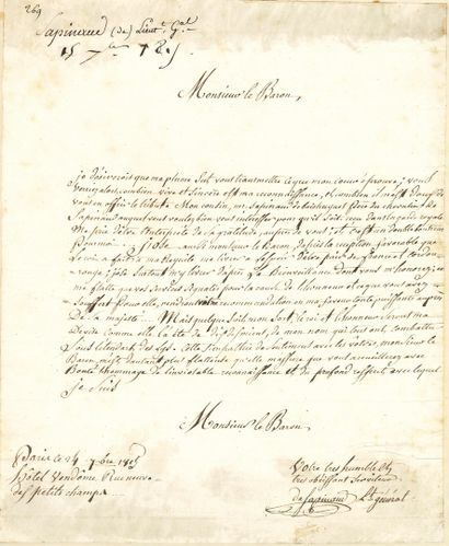 null Charles-Henri de SAPINAUD de LA RAIRIE (1760-1829) Vendéen general. L.A.S. "de...