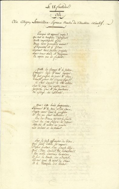 null 18 FRUCTIDOR. 2 poèmes a.s. par J. B. Gannerat,18 Fructidor, et Au CitoyenLareveillière-Lepaux,...