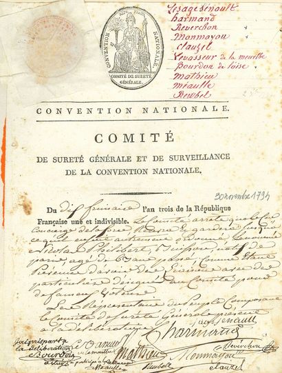null COMITÉ DE SÛRETÉ GÉNÉRALE. P.S. par 10 membres, 10 frimaire III (30 novembre...
