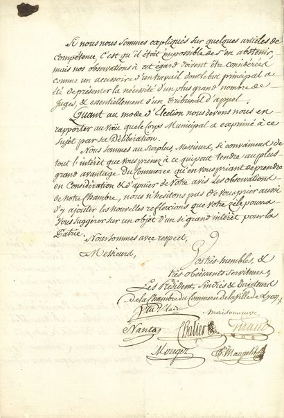 null Marie-Joseph CHALIER (1747-1793) révolutionnaire lyonnais. L.S., cosignée par...