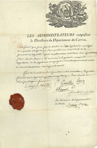 null Jean-Baptiste COFFINHAL (1762-1794) juge puis vice-président du Tribunal révolutionnaire,...