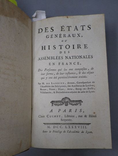 null LANDINE (de) Des États généraux, ou histoire des assemblées nationales en France,...