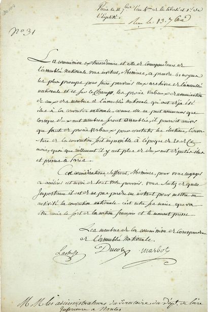 null Jean-François DUCOS (1765-guillotiné 1793) député et conventionnel (Gironde),...