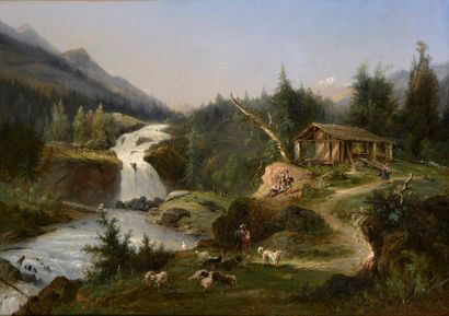 null DEFER Jules, 1803-1902

Shepherds and shepherdess near a waterfall

oil on canvas...