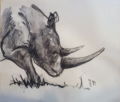 null POULAIN Jean (1884-1967)

Rhinoceros

Charcoal and black ink wash on paper,...