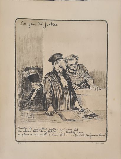 null DAUMIER Honoré, after. 

Suite of nine prints from the series of Gens de Justice,...