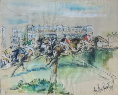 null MODERN SCHOOL 

Horse races, 17

Watercolor on silk, faint signature on lower...