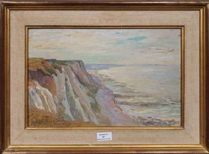 null LE PETIT Alfred Marie fils, 1876-1953,

Falaises à Berville sur Mer (?),

huile...